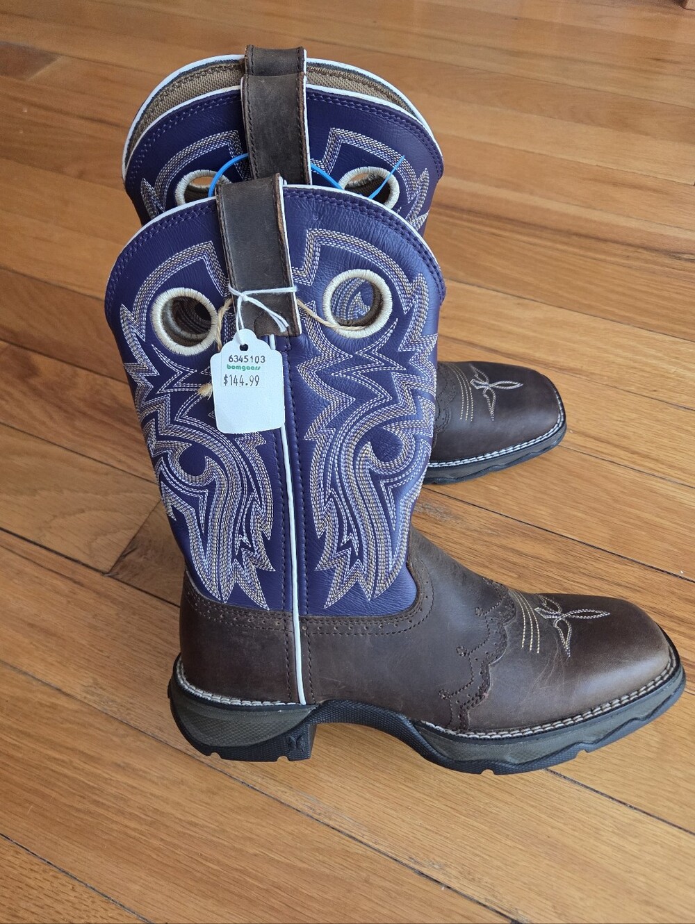 Durango Kids Purple and Brown Western Pull-On Boots